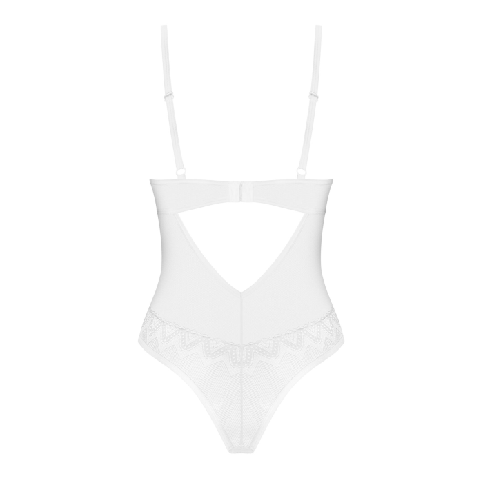 Боді Obsessive Alissium Teddy White, M/L, ліф з м’якою чашкою, високі вирізи для ніг