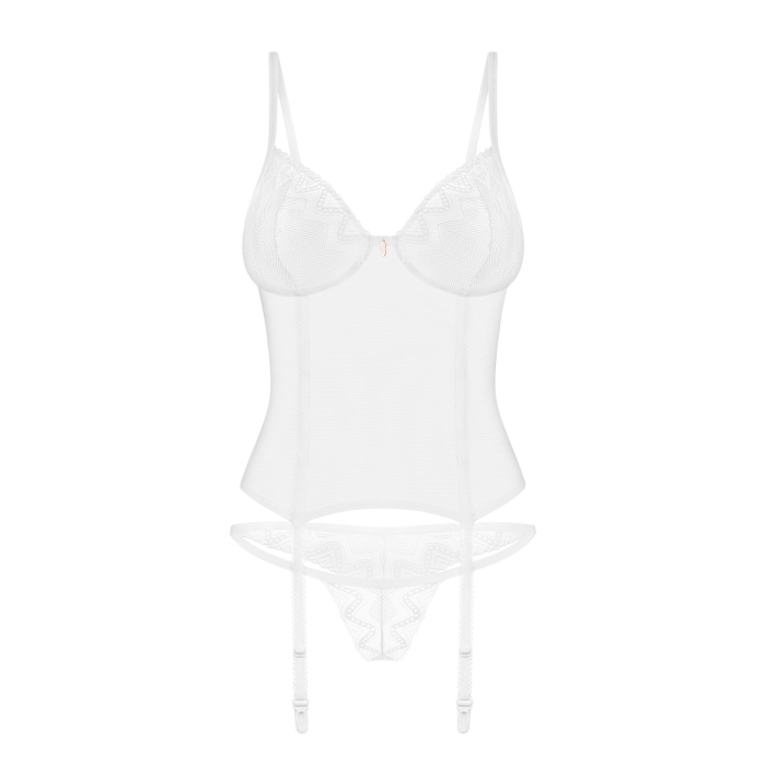Корсет Obsessive Alissium corset&thong XL/2XL, гнучкі кісточки, відкрита спина, стрінги в комплекті