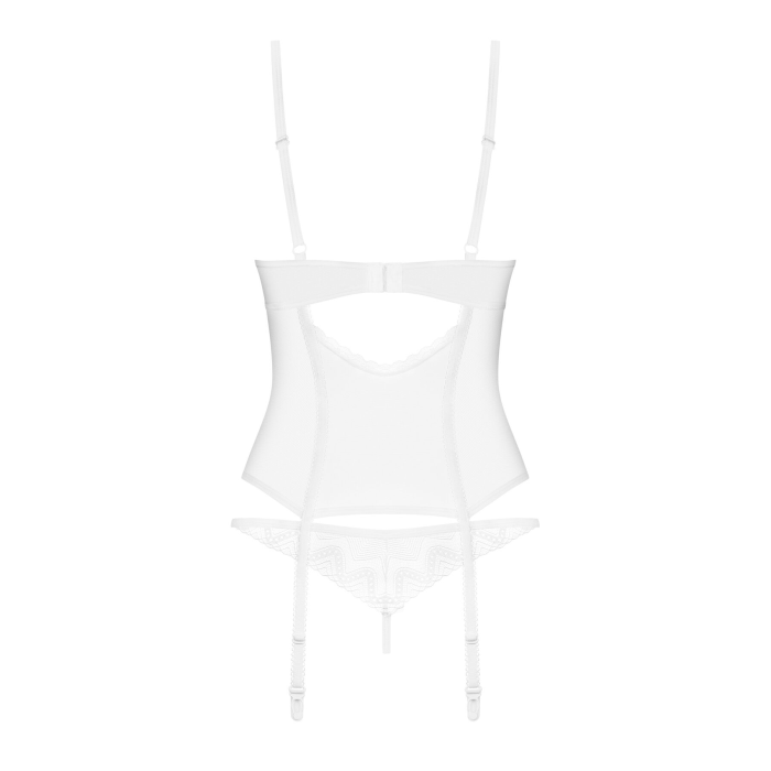 Корсет Obsessive Alissium corset&thong XL/2XL, гнучкі кісточки, відкрита спина, стрінги в комплекті