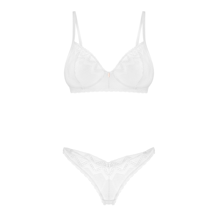 Комплект Obsessive Alissium 2-pcs set, M/L, мереживо, ліф з м’якою чашкою, трусики танга