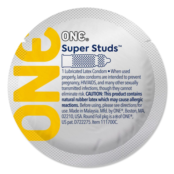 Презерватив ONE Super Studs, 1 шт, з точковим рельєфом, зі змазкою