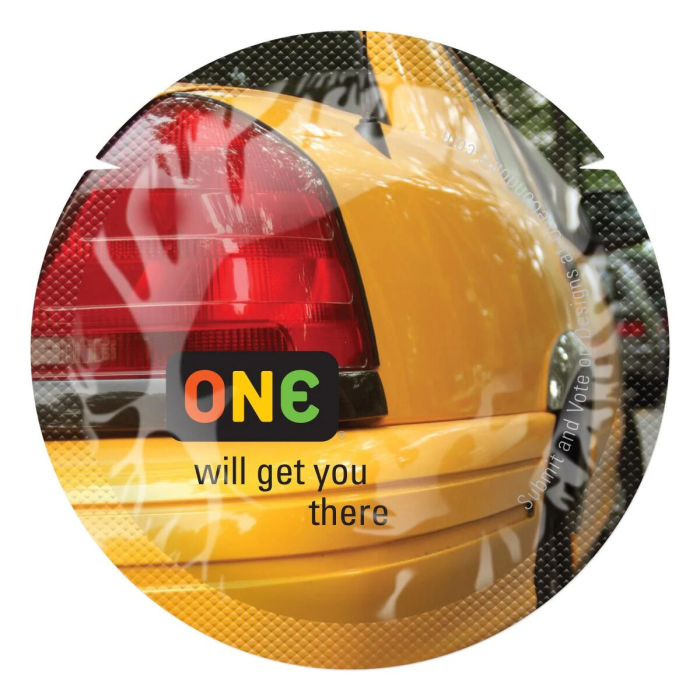 Презерватив ONE Color Sensations ONE will get you there, 1 шт, жовтий, гладенький, зі змазкою