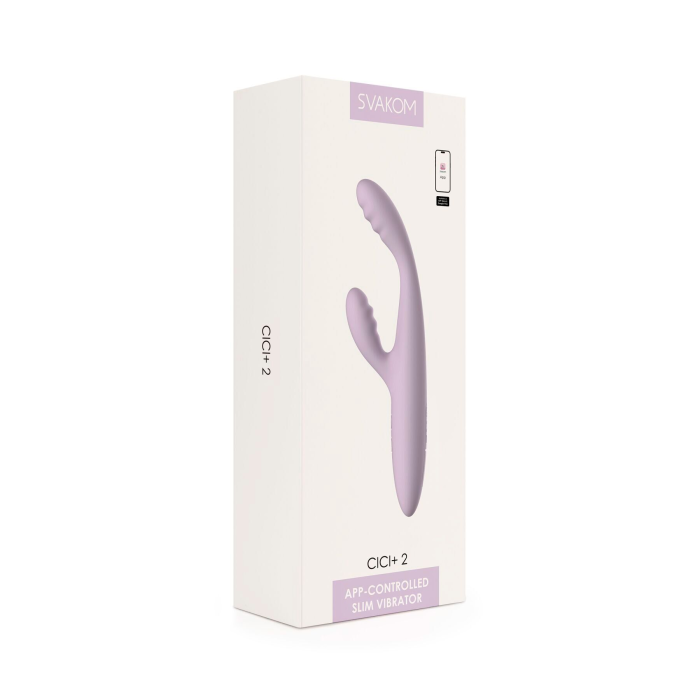 Тонкий кролик-вібратор Svakom Cici+ 2 Lilac, керування зі смартфона, підігрів до 38 °C