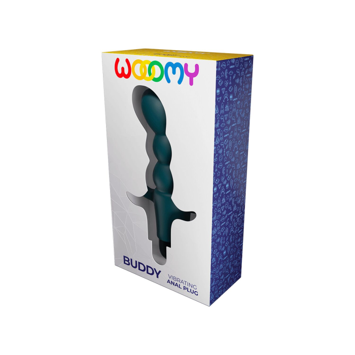 Анальний вібростимулятор Wooomy Buddy, темно-зелений, гнучкий, 10 режимів вібрації, знімна віброкуля