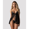 Сорочка бебі-дол Obsessive Blomentis babydoll & thong, M/L, мереживний ліф, стрінги в комплекті