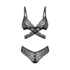 Комплект Obsessive Blomentis 2-pcs set, M/L, мереживний, ліф із зав’язками на спині, трусики-сліпи