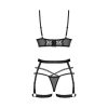 Комплект Obsessive Blomentis 3-pcs set, XS/S, м’який ліф, стрінги зі стрепами, пояс із гартерами
