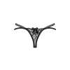 Трусики-стрінги Obsessive Blomentis thong, XS/S, чорні, мереживні, боковинки — подвійні смужки