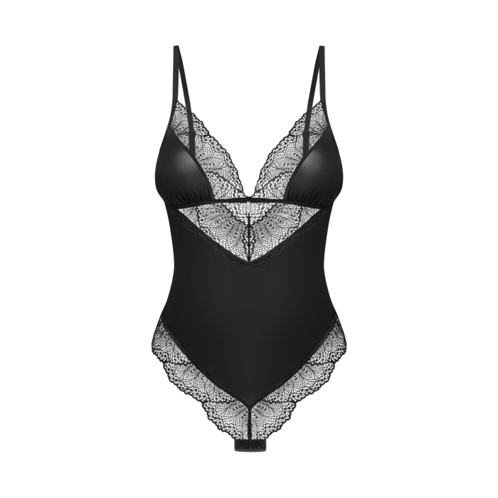 Тедді Obsessive Lobellis teddy, XL/2XL, чорне, ліф з м’якою чашкою, відкрита спина, низ-стрінги
