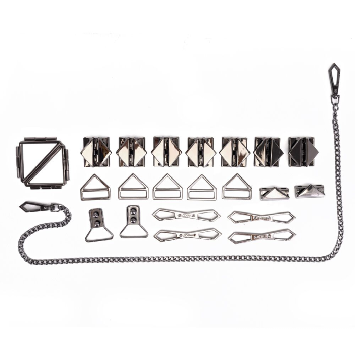 БДСМ-набір LOCKINK Bondage & Restraint Set, чорний, натуральна шкіра, фіксатори, маска, кляп