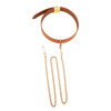 Нашийник з повідцем LOCKINK Tied Collar with Leash Set, коричневий, ланцюг зі шкіряною петлею та карабіном