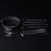 Нашийник з повідцем LOCKINK Tied Collar with Leash Set, чорний, ланцюг зі шкіряною петлею та карабіном