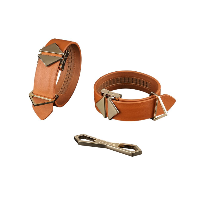 Фіксатори для рук та ніг LOCKINK Wristcuffs/Anklecuffs, коричневі, натуральна шкіра