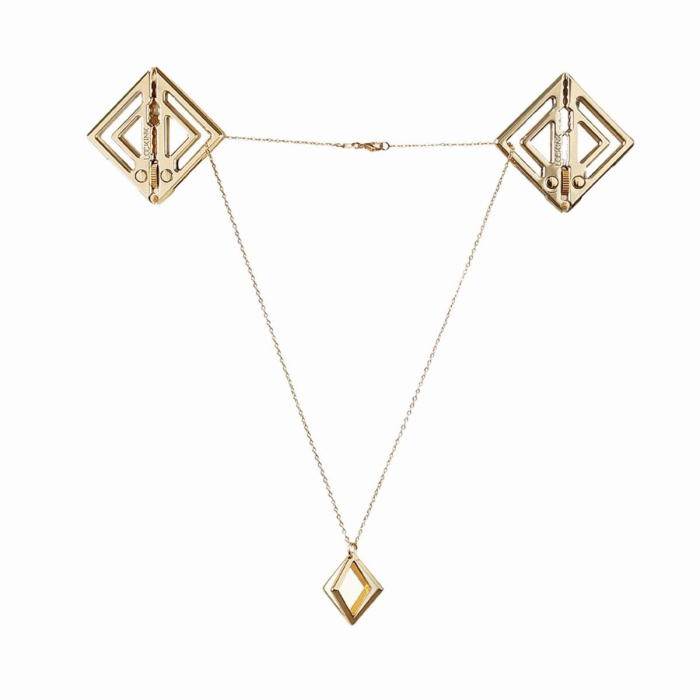 Затискачі для сосків з легкою підвіскою LOCKINK Adjustable Nipple Clamps with Light Pendant, золотисті