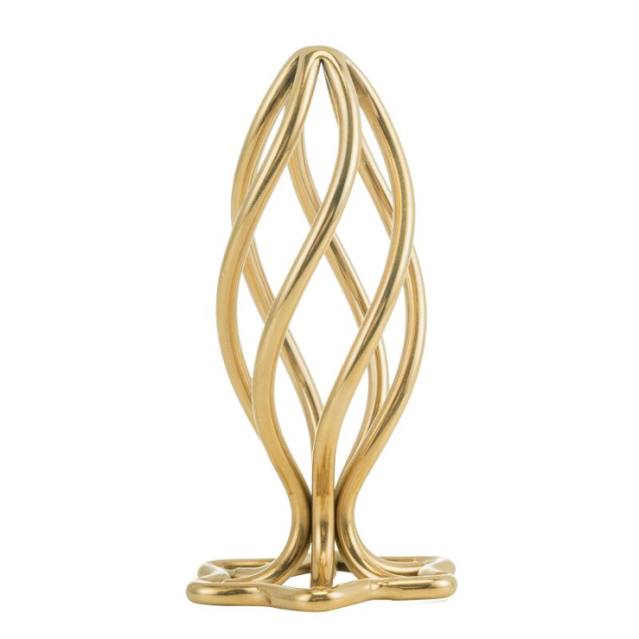 Металева анальна пробка LOCKINK SEVANDA Hollow Spiral Golden, M, золотиста, діаметр 3 см