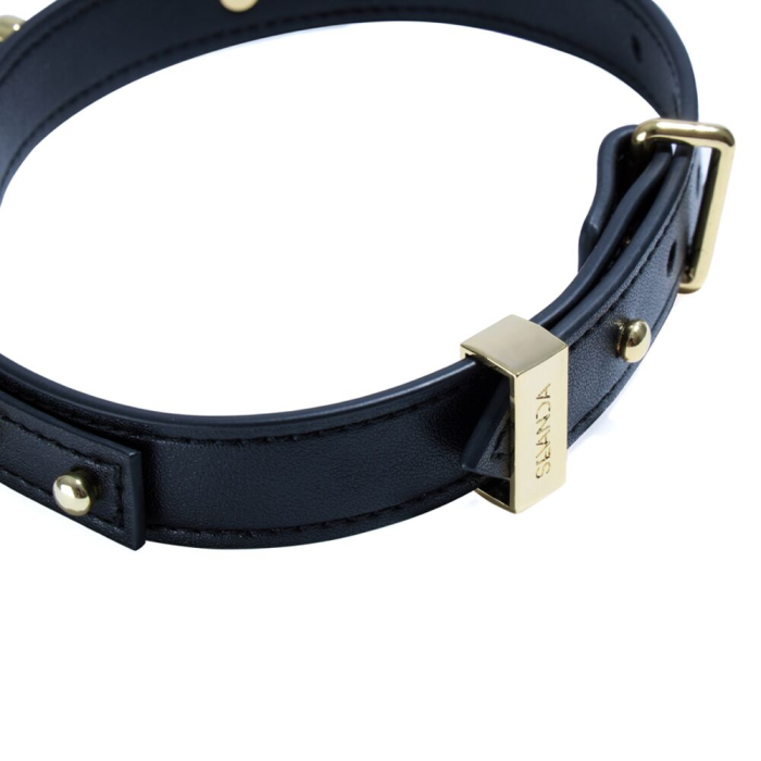 Нашийник LOCKINK Dark DIY Alphabet Collar, чорний, штучна шкіра, букви зі стразами