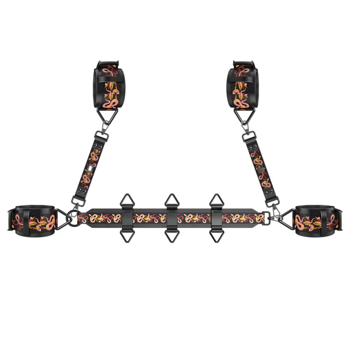 БДСМ-набір LOCKINK The Flowering Serpent Bondage Set, чорний, з малюнком у вигляді змій, 12 предметів