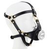 Маска-збруя для мінету LOCKINK SEVANDA Blowjob Head Harness, чорна, з м’якою вставкою у вигляді губ