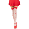 Панчохи Leg Avenue Polka Dot Mushroom Thigh Highs, One Size, біло-червоні, на резинці, малюнок — гриби