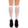 Гольфи ажурні Leg Avenue Sweetheart Ruffle Cuff Knee Highs, білі, малюнок-сердечка