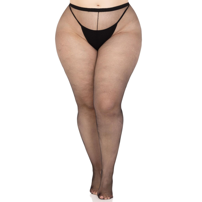 Колготки Leg Avenue Spandex micro net tights, 1X/2X, чорні, у дрібну сітку, середня посадка