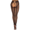 Стрип-колготки Leg Avenue Crotchless Net Tights with Heart Backseam, One Size, чорні, з доступом