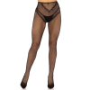 Стрип-колготки Leg Avenue Crotchless Net Tights with Heart Backseam, One Size, чорні, з доступом