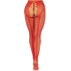 Стрип-колготки Leg Avenue Crotchless Net Tights with Heart Backseam, One Size, червоні, з доступом