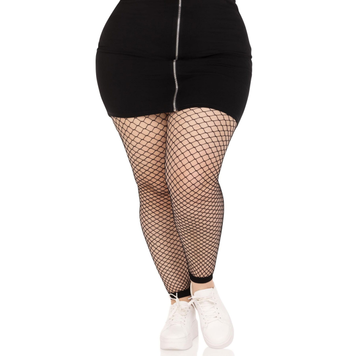 Колготки без стопи Leg Avenue Industrial Net footless tights, 1X/2X, чорні, в сітку