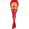 Комплект Leg Avenue Lace thigh highs & garterbelt, One Size, червоний, панчохи та пояс з пажами