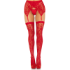 Комплект Leg Avenue Lace thigh highs & garterbelt, One Size, червоний, панчохи та пояс з пажами