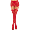 Комплект Leg Avenue Lace thigh highs & garterbelt, One Size, червоний, панчохи та пояс з пажами