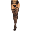 Колготки-панчохи Leg Avenue French Rose Backseam Garter Belt Stockings, чорні, One Size, з доступом