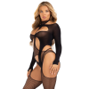 Бодістокінг 2 в 1 Leg Avenue Bodystocking with cutout teddy, One Size, чорний, панчохи-сітки і тедді
