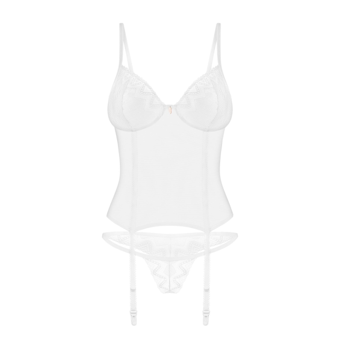 Корсет Obsessive Alissium corset & thong M/L (м'ята упаковка!!!)