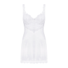 Сорочка Obsessive Amor Blanco underwire chemise & thong, S/M, біла, мереживний ліф, стрінги в наборі