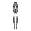 Бодістокінг Obsessive Bodystocking F240, S/M/L, чорний, мереживний малюнок, імітація боді з панчохами