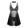 Бебі-дол Obsessive Donarella babydoll & thong, XL/2XL, мереживний ліф, чокер та стрінги в комплекті