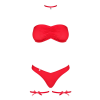 Комплект Obsessive Kissmas Set, S/M, червоний, м’який ліф, трусики зі збіркою, чокер та гартери