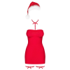 Сорочка Obsessive Kissmas chemise, S/M, червона, чокер, гартери та шапочка з помпоном у комплекті