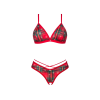 Комплект Obsessive Ms Merrilo 2-pcs set, XS/S, м’який бюстгальтер та трусики з доступом і з помпоном