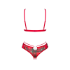 Комплект Obsessive Ms Merrilo 2-pcs set, M/L, м’який бюстгальтер та трусики з доступом і з помпоном
