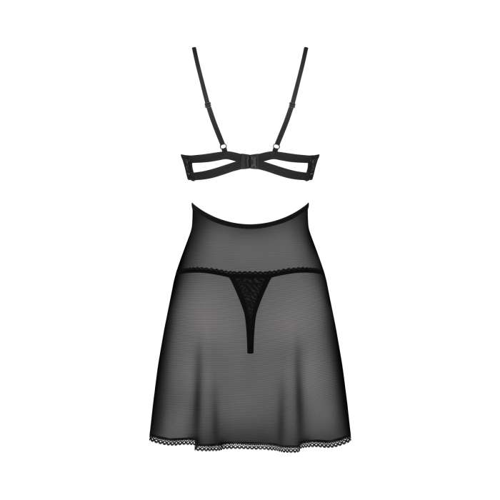Бебі-дол Obsessive Nutris babydoll & thong, M/L, імітація ліфа та спіднички, стрінги в комплекті