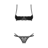 Комплект Obsessive Nutris 2-pcs crotchless set, XS/S, ліф з відкритими чашками, трусики з доступом
