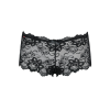 Трусики-шортики Obsessive Idillia shorties, L/XL, чорні, мереживні, з низькою посадкою