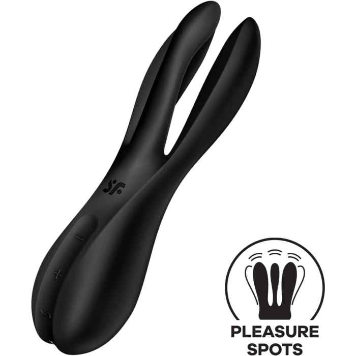 Кліторальний вібратор Satisfyer Threesome 2 Black, 3 гнучкі пальчики, 3 мотори