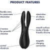 Кліторальний вібратор Satisfyer Threesome 2 Black, 3 гнучкі пальчики, 3 мотори