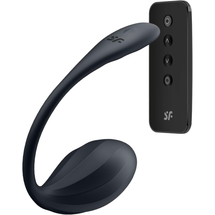 Смарт-віброяйце Satisfyer Ribbed Petal Connect App Black, керування зі смартфона, пульт ДК