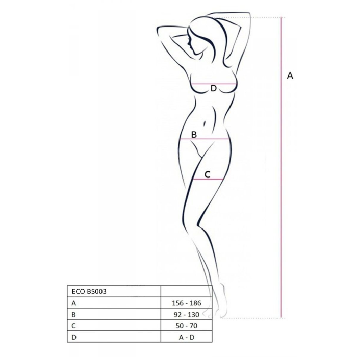 Бодістокінг Passion ECO BS003, чорний, One Size, відкрита промежина, імітація корсета і панчіх