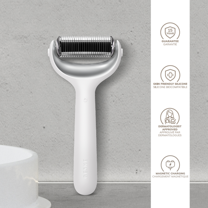 Ролер для голкової мезотерапії обличчя та тіла GESKE MicroNeedle Face&Body Roller 9в1 white